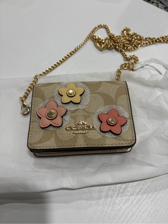 Coach Handbags - NWT | COACH Mini Wallet On A Chain In Signature Canvas With Floral Applique